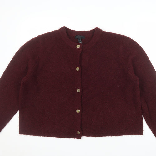 New Look Women Red Wool Blend Button Cardigan Size 18