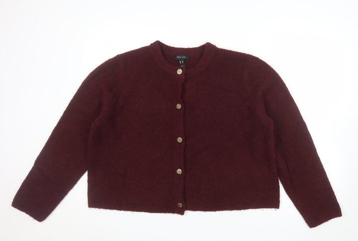 New Look Women Red Wool Blend Button Cardigan Size 18