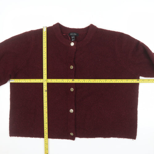 New Look Women Red Wool Blend Button Cardigan Size 18