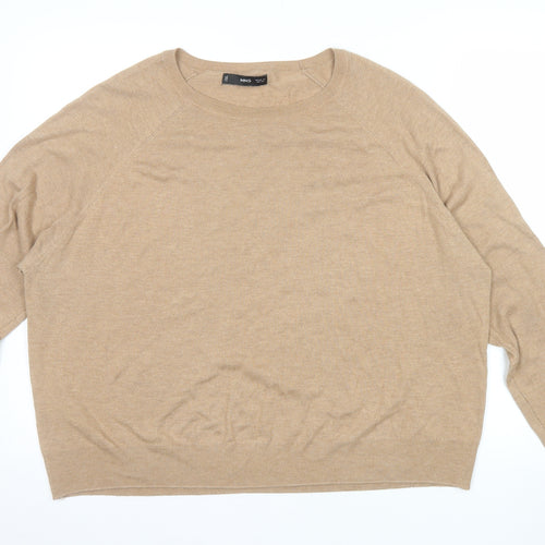MNG Women Beige Cashmere Blend Crew Neck Long Sleeve Jumper Size XL