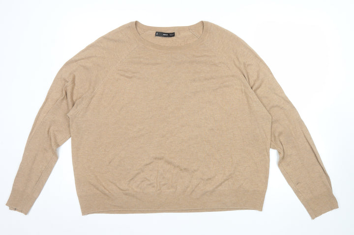 MNG Women Beige Cashmere Blend Crew Neck Long Sleeve Jumper Size XL