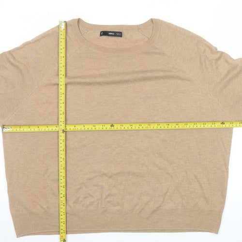 MNG Women Beige Cashmere Blend Crew Neck Long Sleeve Jumper Size XL