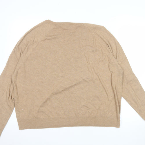 MNG Women Beige Cashmere Blend Crew Neck Long Sleeve Jumper Size XL