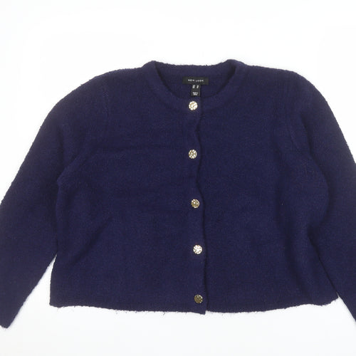 New Look Women's Blue Crew Neck Button Knit Cardigan Size 18