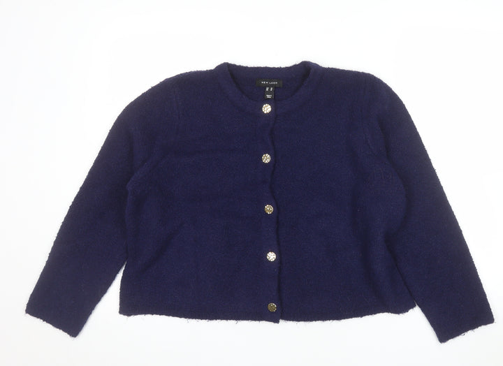New Look Women's Blue Crew Neck Button Knit Cardigan Size 18