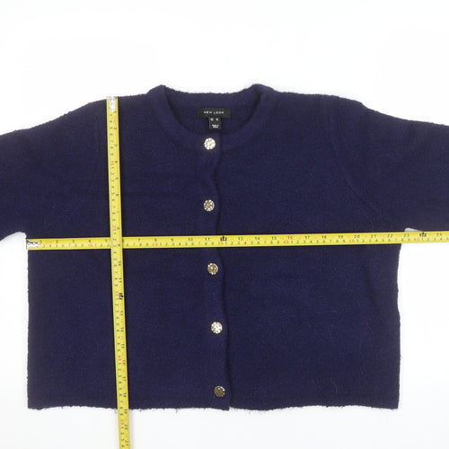 New Look Women's Blue Crew Neck Button Knit Cardigan Size 18