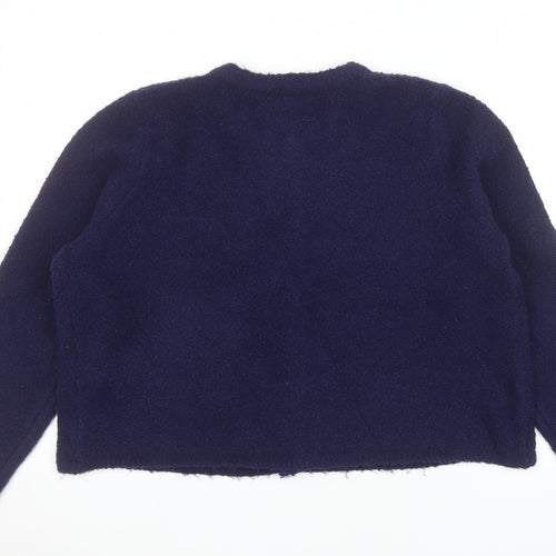 New Look Women's Blue Crew Neck Button Knit Cardigan Size 18