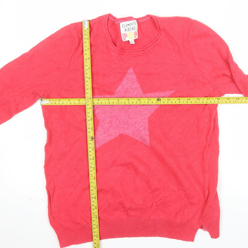 Clements Ribeiro Women Pink Star Pullover Jumper Size 16 Cotton Wool Blend
