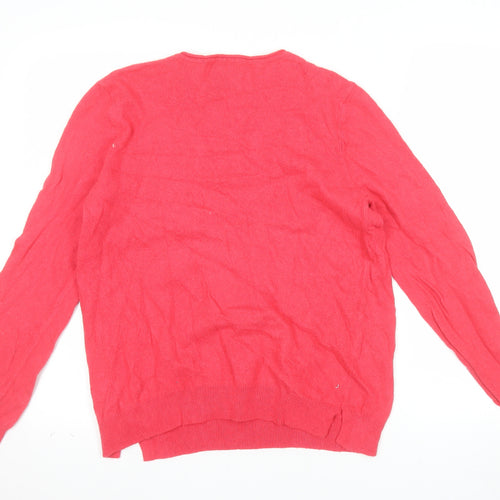 Clements Ribeiro Women Pink Star Pullover Jumper Size 16 Cotton Wool Blend