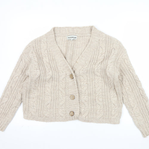 Collezione Gaia Womens Beige Wool Blend Chunky Knit Cardigan S