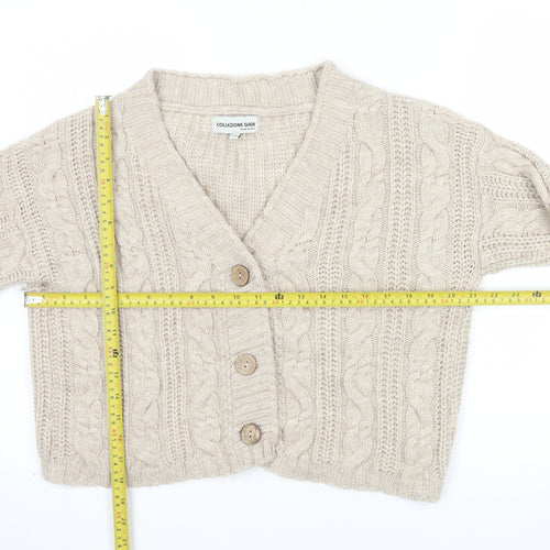 Collezione Gaia Womens Beige Wool Blend Chunky Knit Cardigan S