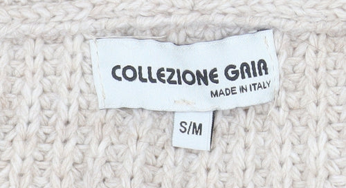 Collezione Gaia Womens Beige Wool Blend Chunky Knit Cardigan S