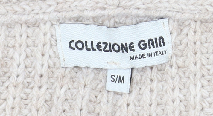 Collezione Gaia Womens Beige Wool Blend Chunky Knit Cardigan S