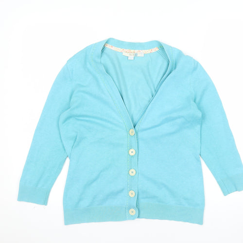 Boden Women's Blue Cotton V-Neck Cardigan Size 12