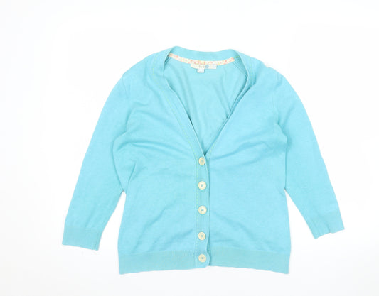 Boden Women's Blue Cotton V-Neck Cardigan Size 12