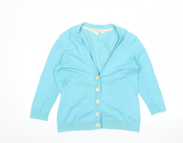 Boden Women's Blue Cotton V-Neck Cardigan Size 12