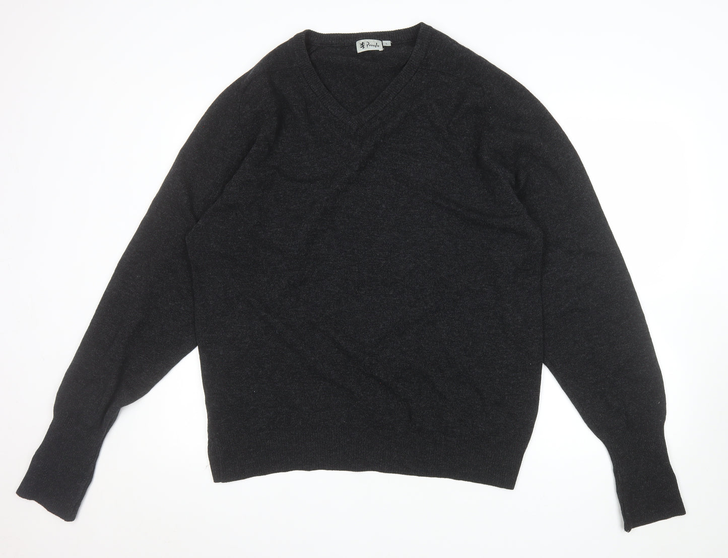 Pringle Men’s Black Pure Wool V-Neck Jumper Size L Classic Knit