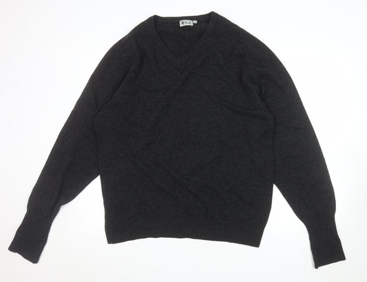 Pringle Men’s Black Pure Wool V-Neck Jumper Size L Classic Knit