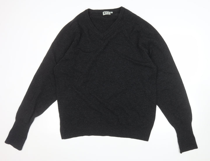 Pringle Men’s Black Pure Wool V-Neck Jumper Size L Classic Knit