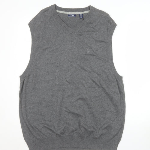 IZOD Men’s Grey Cotton V-Neck Sleeveless Vest Jumper XL