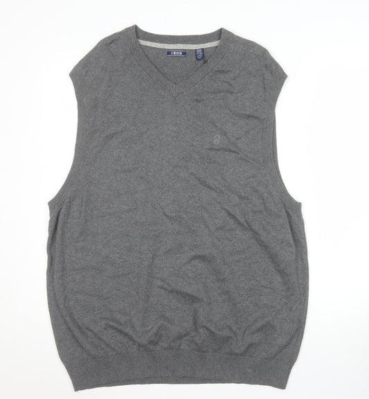 IZOD Men’s Grey Cotton V-Neck Sleeveless Vest Jumper XL