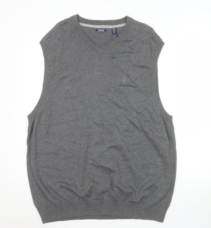 IZOD Men’s Grey Cotton V-Neck Sleeveless Vest Jumper XL