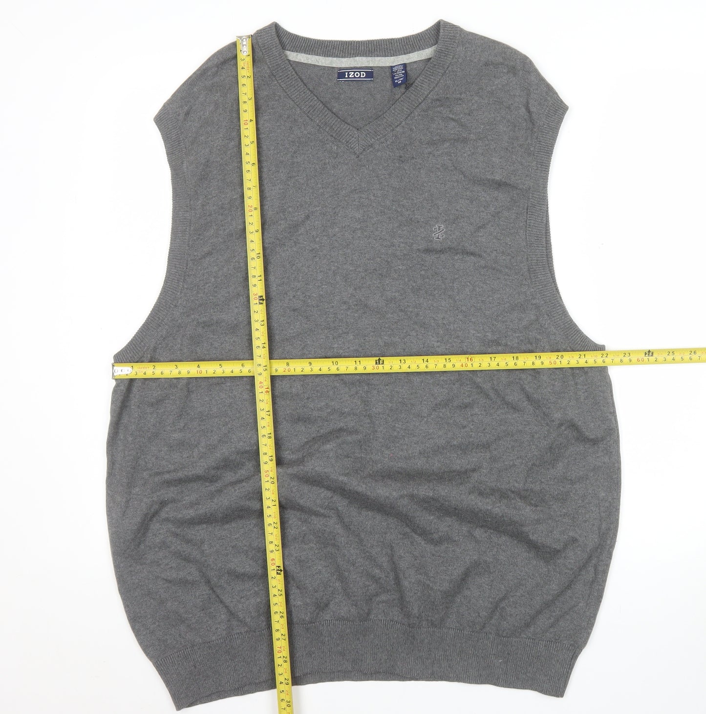 IZOD Men’s Grey Cotton V-Neck Sleeveless Vest Jumper XL