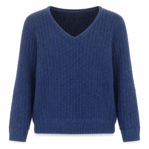 Fat Face Women's Blue V-Neck Long Sleeve Knit Jumper Size 12