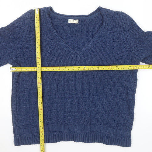 Fat Face Women's Blue V-Neck Long Sleeve Knit Jumper Size 12