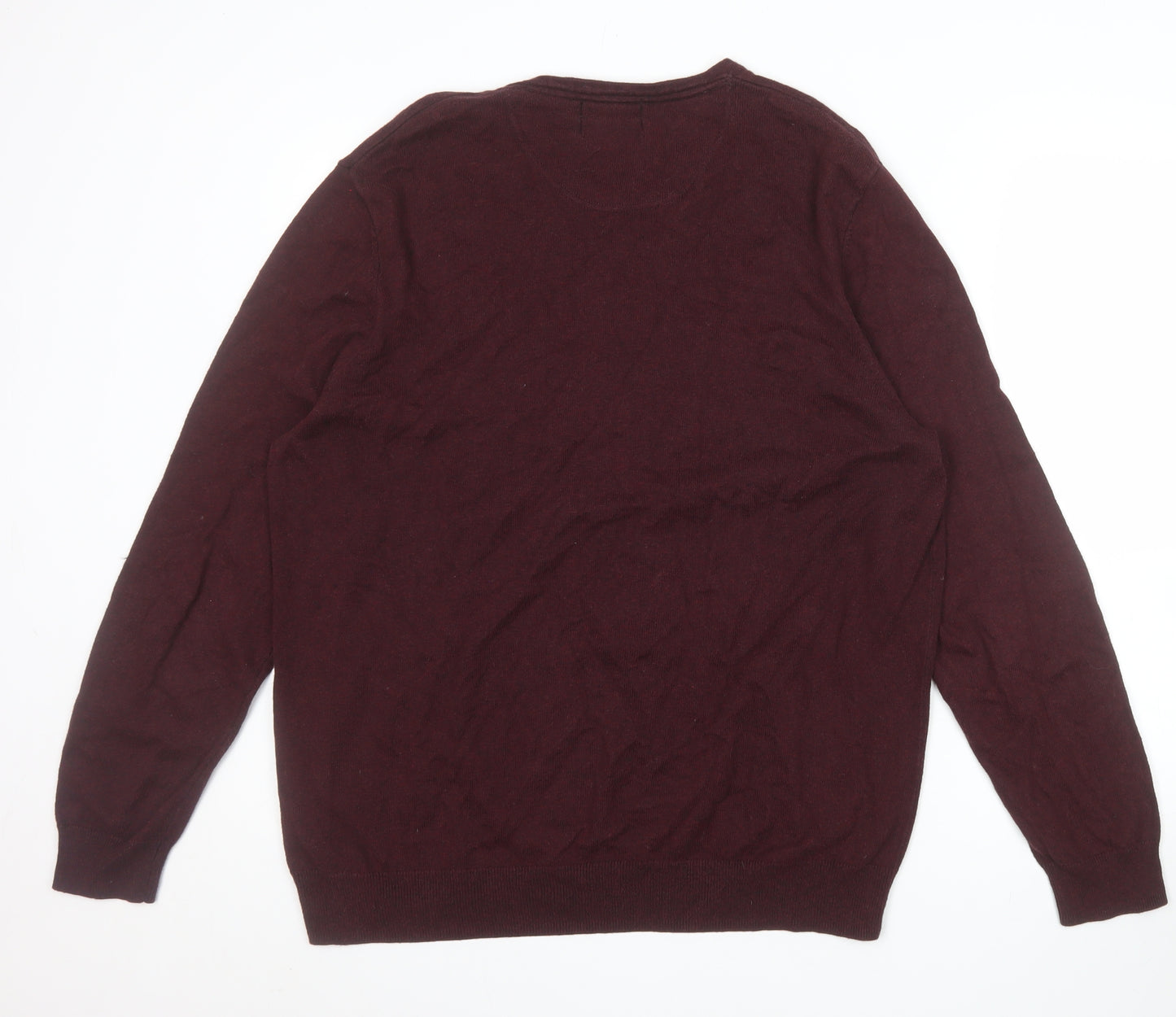Jeff Banks Men’s Brown V-Neck Cotton Cashmere Silk Jumper Size L