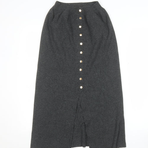 Primark Womens Grey Long Knit Button Front Pencil Skirt Size M 12/14