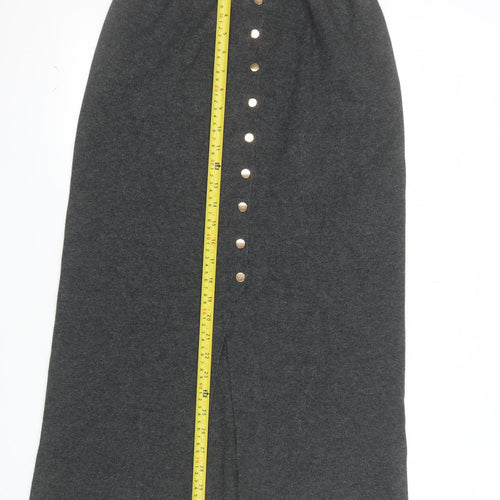 Primark Womens Grey Long Knit Button Front Pencil Skirt Size M 12/14