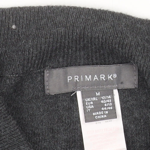 Primark Womens Grey Long Knit Button Front Pencil Skirt Size M 12/14