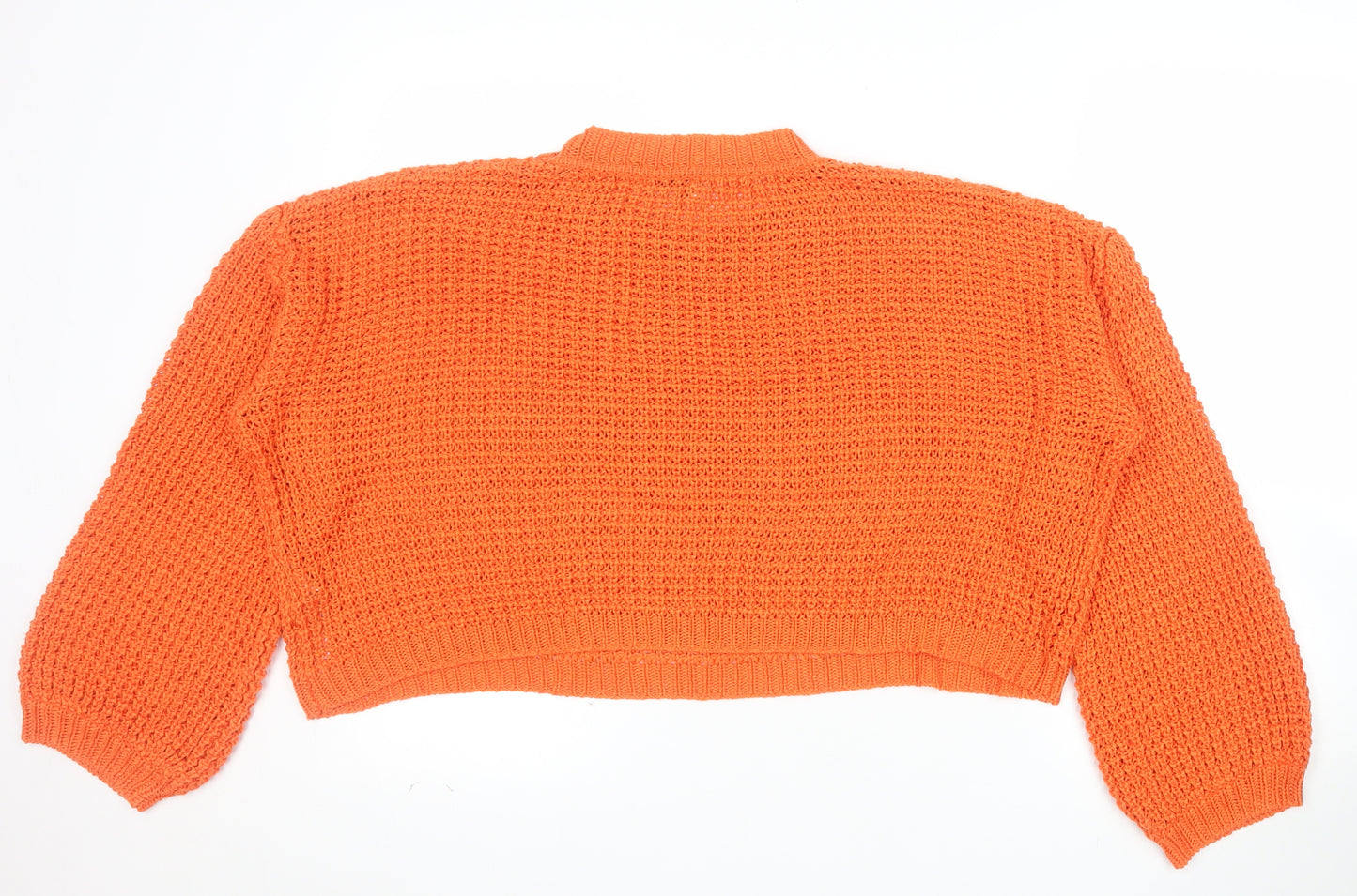 Oasis Women Orange Chunky-Knit Cotton Jumper Size L Crew Neck