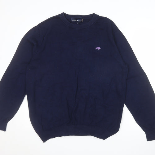 Raging Bull Men's Blue Cotton Crew Neck Pullover Jumper XL