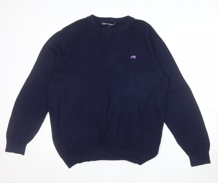 Raging Bull Men's Blue Cotton Crew Neck Pullover Jumper XL