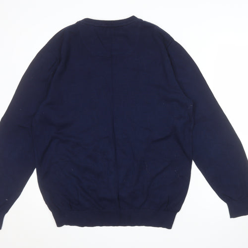 Raging Bull Men's Blue Cotton Crew Neck Pullover Jumper XL