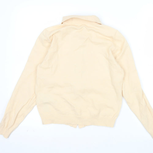 Zara Women Beige Collared Button Cardigan Wool Blend S