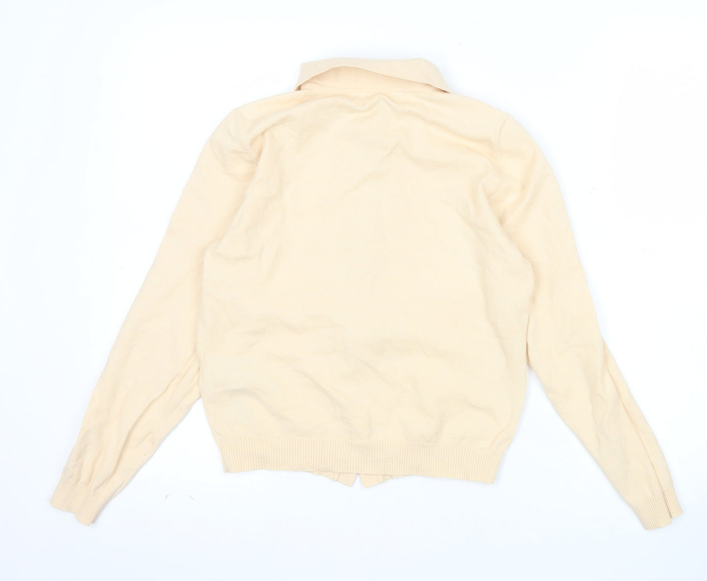 Zara Women Beige Collared Button Cardigan Wool Blend S