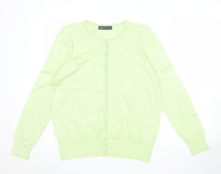 Marks and Spencer Women Green Cardigan Size 16 Viscose Blend