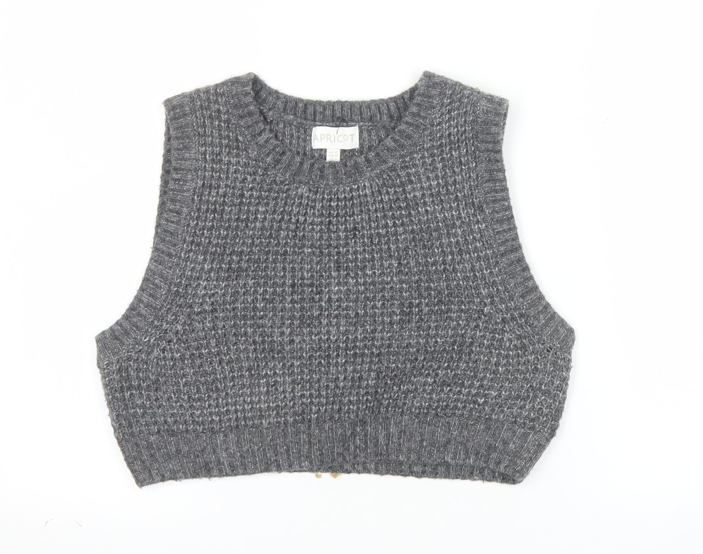 Apricot Womens Grey Chunky-Knit Sleeveless Vest Jumper UK 12