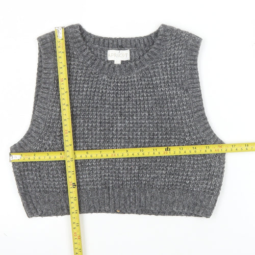 Apricot Womens Grey Chunky-Knit Sleeveless Vest Jumper UK 12