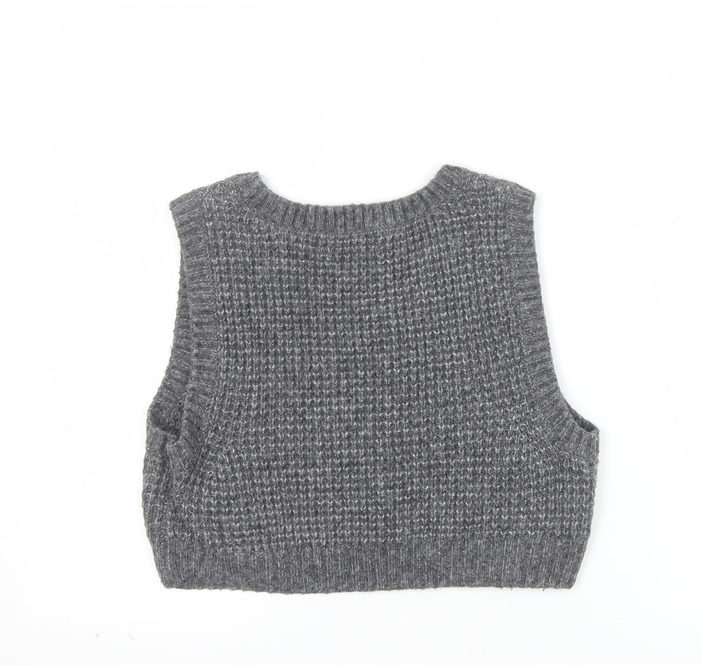 Apricot Womens Grey Chunky-Knit Sleeveless Vest Jumper UK 12