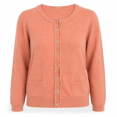 Laura Ashley Women's Orange Cotton Knit Cardigan Size 14