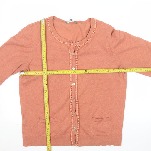 Laura Ashley Women's Orange Cotton Knit Cardigan Size 14