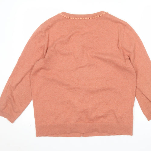 Laura Ashley Women's Orange Cotton Knit Cardigan Size 14