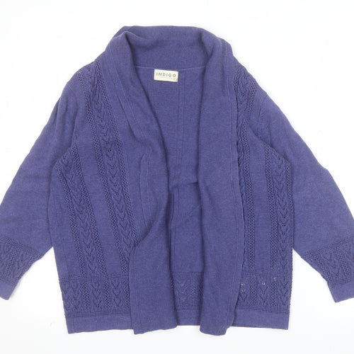 Marks and Spencer Women Purple Cotton Open Knit Cardigan Size 10