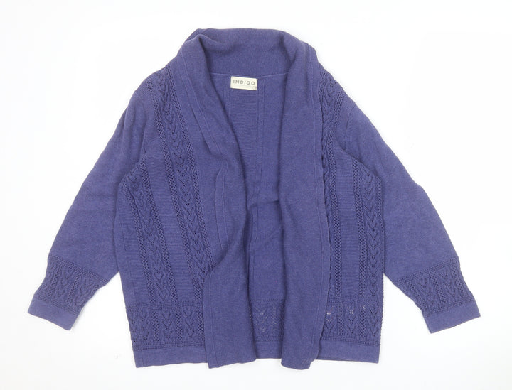 Marks and Spencer Women Purple Cotton Open Knit Cardigan Size 10