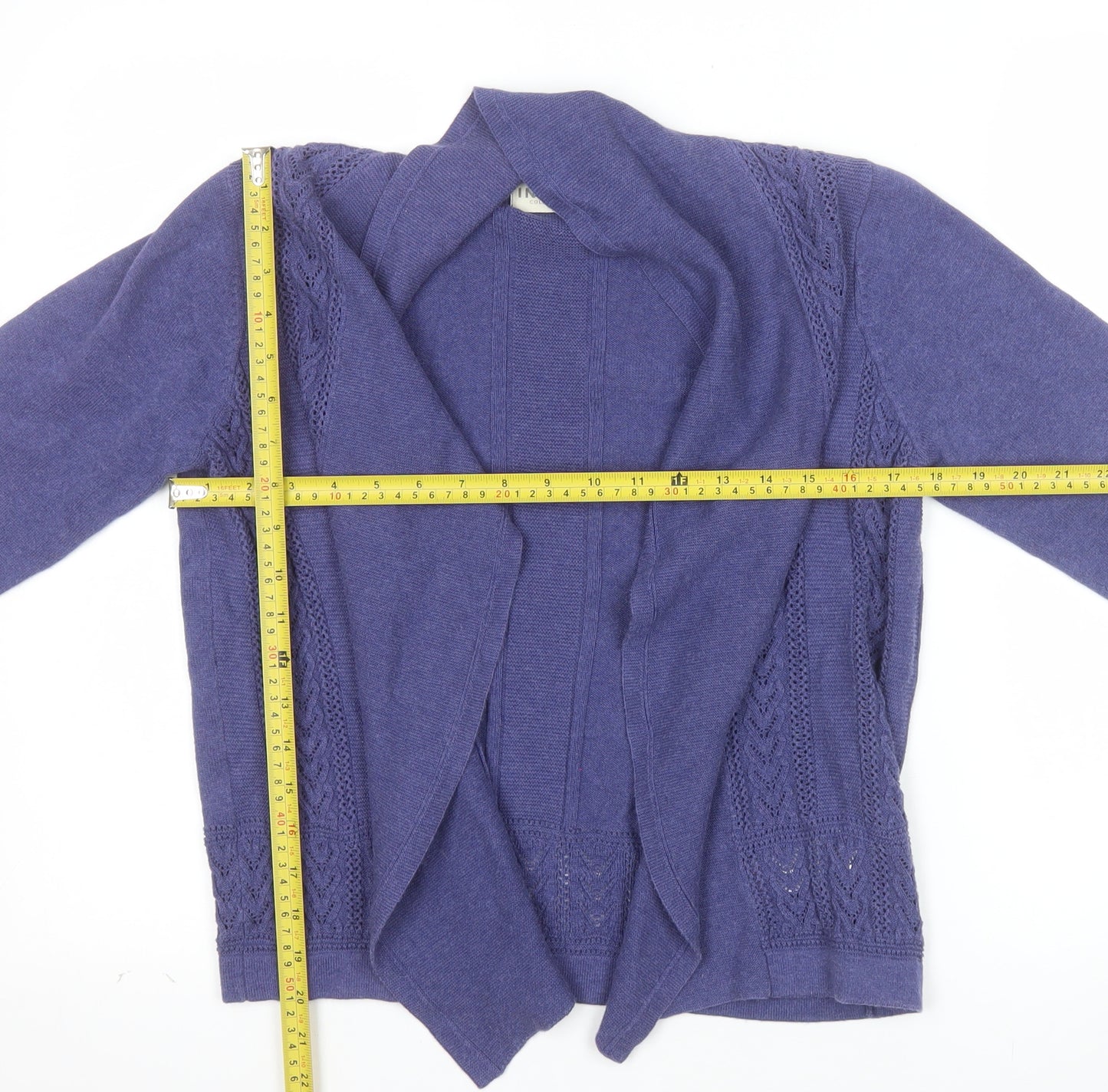 Marks and Spencer Women Purple Cotton Open Knit Cardigan Size 10