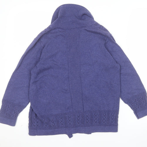 Marks and Spencer Women Purple Cotton Open Knit Cardigan Size 10